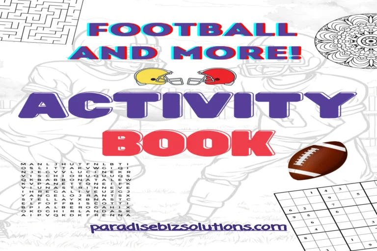 Paradise's free activity book featuring UFL football and Superbowl 58